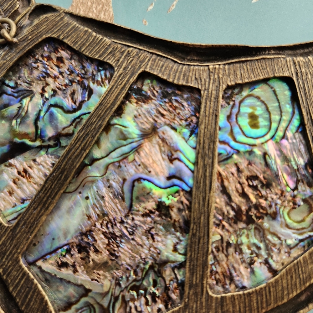 Chunky Abalone Shell Bib-Style Statement Necklace - image 4